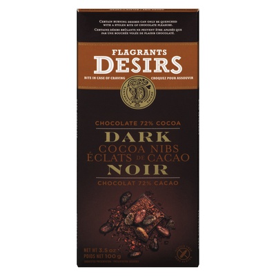 Flagrants Desirs 72% Dark Chocolate With Cocoa Nibs 100g