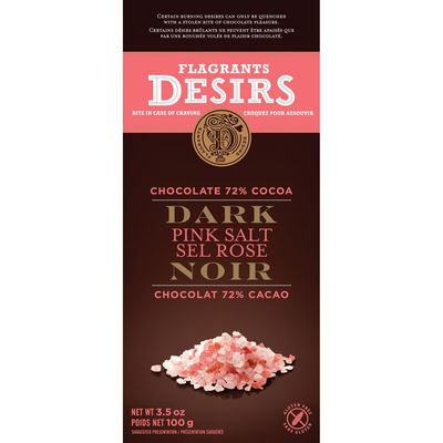 Flagrants Desirs 72% Dark Chocolate With Pink Salt 100g