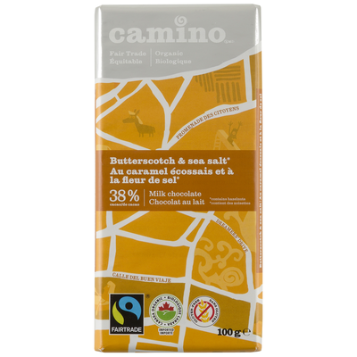 Camino Butterscotch and Sea Salt Milk Chocolate Bar 100g